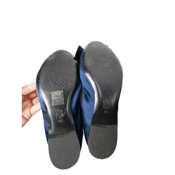 Tory Burch Velvet Bow Ballet Flats Navy Blue Size 8 Women's Shoes - Picture 3 of 7